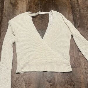 Cream Knit Wrap Sweater